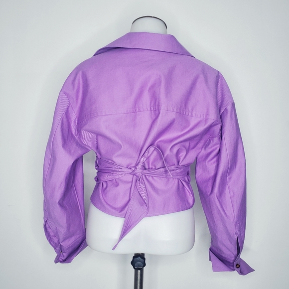 VINCE. | Purple Tie Back Long Sleeve Collared Shirt - Picture 6 of 12